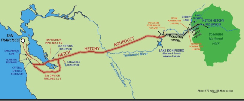 Hetch Hetchy aqueduct system map
