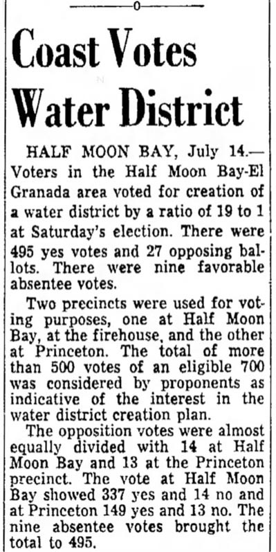 newspaper clipping headline Coast Votes for Water District